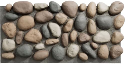 EverStone River Rock Faux Rock Panel, 49"W x 24 3/4"H x 3"D, Pebb...