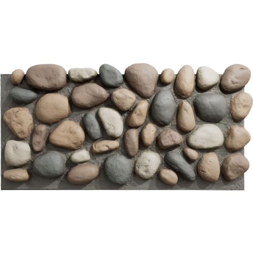 EverStone River Rock Faux Rock Panel, 49'W x 24 3/4'H x 3'D, Pebble Mix Color