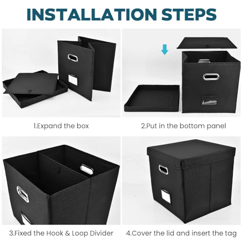 Caixa de armazenamento de discos de vinil, caixa de armazenamento de tecido de linho, 33 x 33 x 33 c