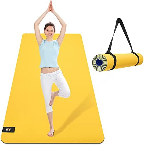 CAMBIVO Extra Wide Yoga Mat for Women and Men (72"x 32"x 1/4"), Eco-Friendly SGS Certified, Large TPE Exercise Fitness Mat for Yoga, Pilates, Workout (6mm, Yellow)
