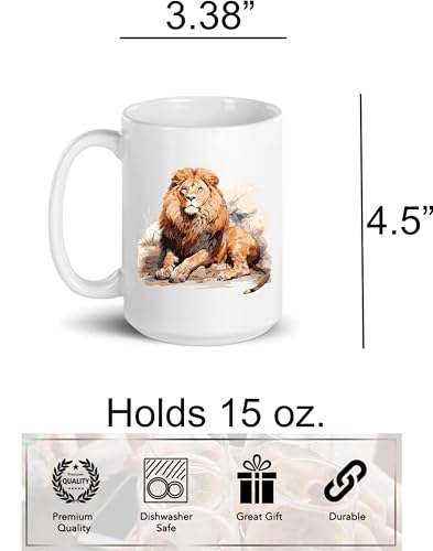 Taza de cerámica con diseño de león 15 oz miniatura 5