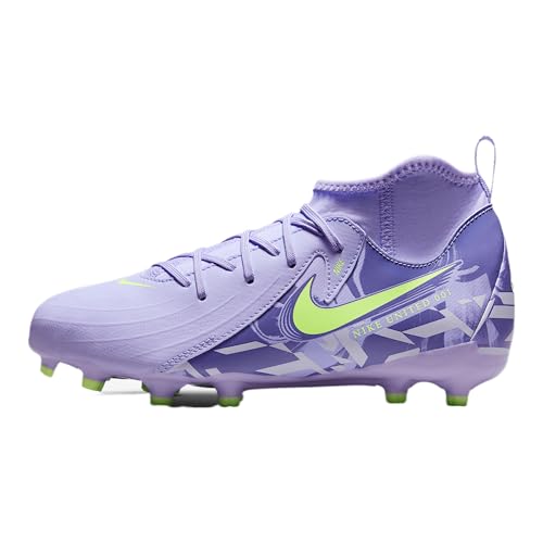 Nike United Jr. Phantom Luna 2 Academy Big Kids' FG High-Top Soccer Cleats (HF1582-500, Purple Agate/Barely Volt)