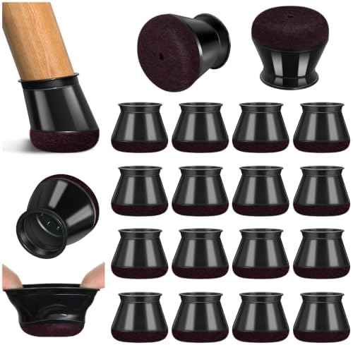 16 Stück Stuhlbeinkappen Rund, Filzgleiter für stühle, Stuhlbeinschoner | Schutzkappen für Schräge Stuhlbeine, Kratzschutz für den Boden & Lärmminderung, Schwarz (Ø 30.1–40 mm)