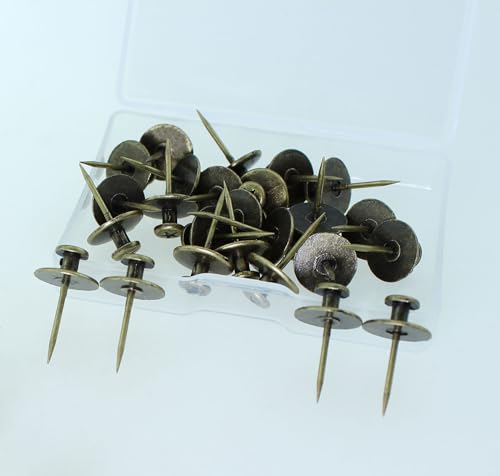 Image of 30PCS 0.47x0.86inch Zinc Alloy Double Head Peg Hanger Peg Picture Hanger Hook Decoration Black Small Head Thumbtacks for Hanging Painting Clock Decoration Photo
