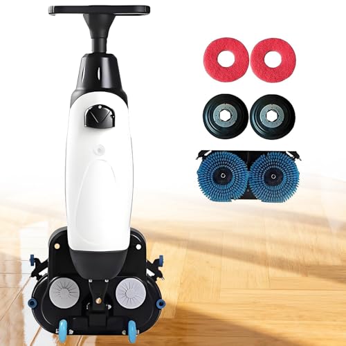 Fregadora Eléctrica Comercial para Suelos Y Pulidora De Azulejos, con Plataforma Giratoria De 360°, Mini Limpiadora De Suelos Portátil, 43 Cm De Ancho, Ideal para Uso Comerci,White-15A