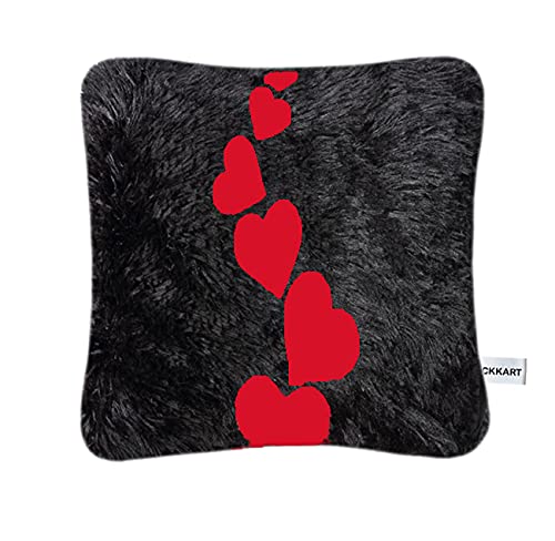PICKKART Fur Square Pillow Valentines Day Love Cushion Square - Mix Color Combination Pillow for Sofa/Bed/Couch/Car/Farm House/Body Cushion/Decorative for Christmas Home 40x40cm (Black Red) (B099QSNW36) Amazon Price History, Amazon Price Tracker