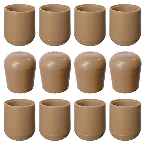 Folding Chair Leg Caps Beige 7/8 Inch (12 Pack) - Heavy Duty Nylon