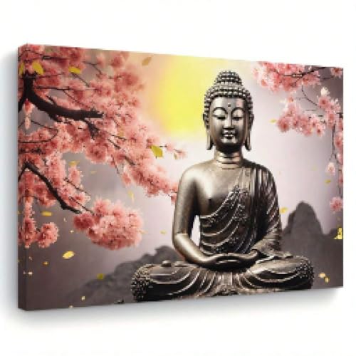 Image art mural Bouddha en méditation impression sur toile fleurie