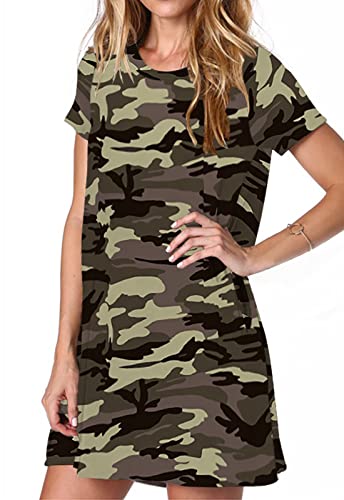 Image of Alaster Women's Casual Summer T Shirt Dress Loose Short Sleeve Tunic Dress with Pocket for Women