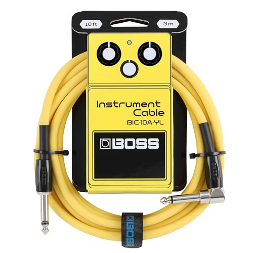 BOSS Serie BIC-10A | Cavo per Strumenti | Connettori da ÂĽ di pollice Dritto/Angolo Retto | Lunghezza 3 m | Cavi di Alta QualitĂ per la Chitarra, il Basso e Altro | Robusti e Silenziosi | Giallo