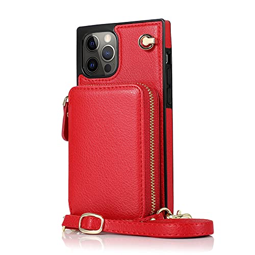 Coque iPhone XR porte-cartes avec fermeture éclair sécurisée rouge