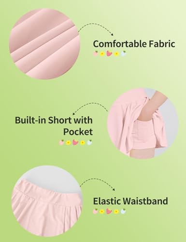 Girls Tennis Skirts Pleated Athletic Skort with Pocket for Kids Teens Golf Sports Cheer 5-14Y2
