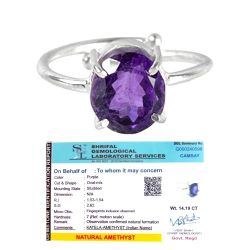 Image of Divine Spirituals Premium Amethyst Diamond-Cut Natural Gemstone Ring AAA Grade Adjustable Lab-Certified Unisex Original Crystal Ring For Luck, Abundance, Manifestation & Prosperity