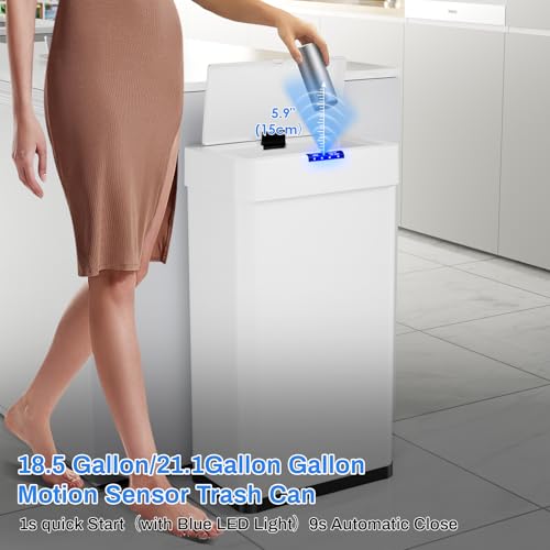 Sensor de basura automático con tapa y sensor de movimiento blanco miniatura 4