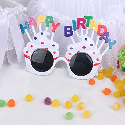 PretyzOOM 2 peças de óculos de sol Happy Birthday para bolo de creme, novidade, artigos de festa de