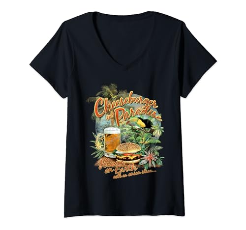 Womens Cheeseburger in Paradise-Heaven on Earth V-Neck T-Shirt