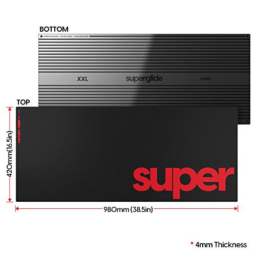 Image of Pulsar - Superglide Premium Glass Mouse Pad XXL ALUMINO-Silicate Glass Surface Anti-Slip Fully Molded high-Density Silicone Rubber 38.5in x 16.5in (XXL, Black)