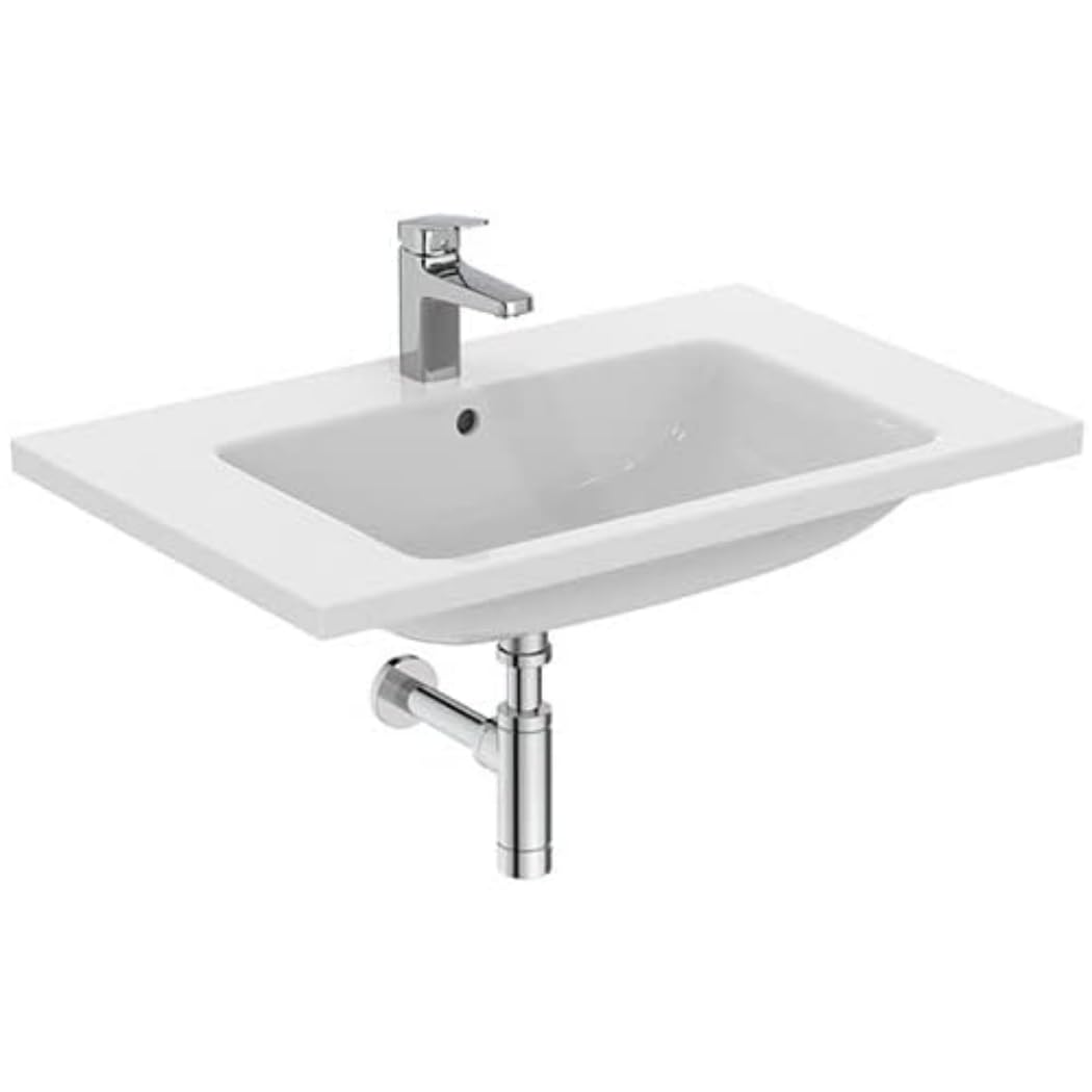 Ideal Standard I.LIFE B Lavabo Plan, Vasque à poser, 80 x 51 x 18 cm, Salle de Bain, Toilette, Céramique, Blanc, Percé 1Trou de Trop-Plein, T460401