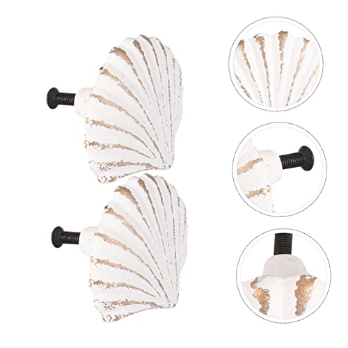 Uonlytech 4 PCS Ocean Wind Handle Drawer Handle Single Hole Handle Coastal Scallop Drawer Pulls Nautical Drawer pulls Kitchen Door knobs for cabinets Wooden Drawers Wood Drawers Wood Trim - Image 4