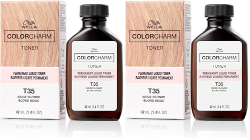WELLA Color Charm Hair Toner, Neutralize Brass With Liquifuse Technology, T35 Beige Blonde, 1.4 oz (Pack of 2)