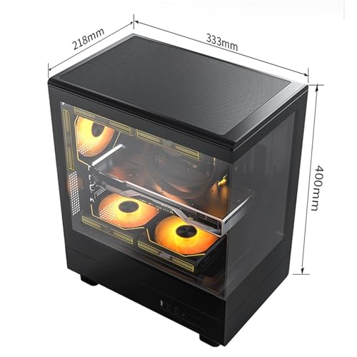 DB330M Gabinete para PC Desktop Micro-ATX, Panel Doble de Cristal Transparente 270°, USB3.0, Torre Media Gamer miniatura 5