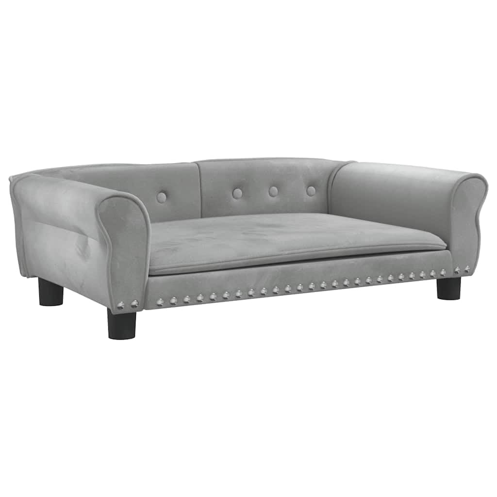 vidaXL Cama para Perros de Terciopelo Gris Claro 95x55x30 cm, sofá para Perros, Cama para Cachorros, Asiento para Perros, sofá para Mascota
