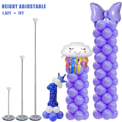 Balloon Column Stand Kit Set of 2, 7ft Height Adjustable Balloon Arch Kit, Metal Telescopic Pillar Balloon Stand, Birthday Party, Graduation, Wedding Christmas Decorations - Image 4