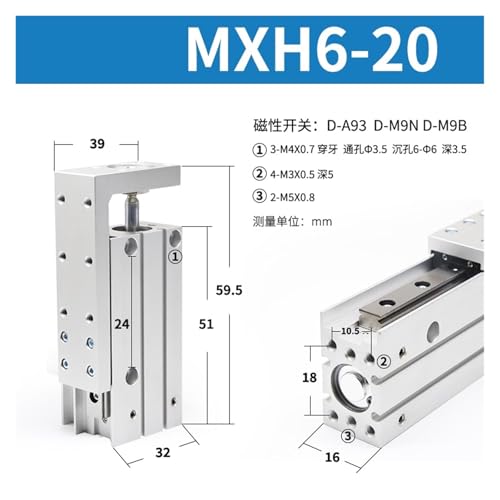 Vérin pneumatique MXH6-30 idéal pour manipulation sur lignes d'assemblage - 3