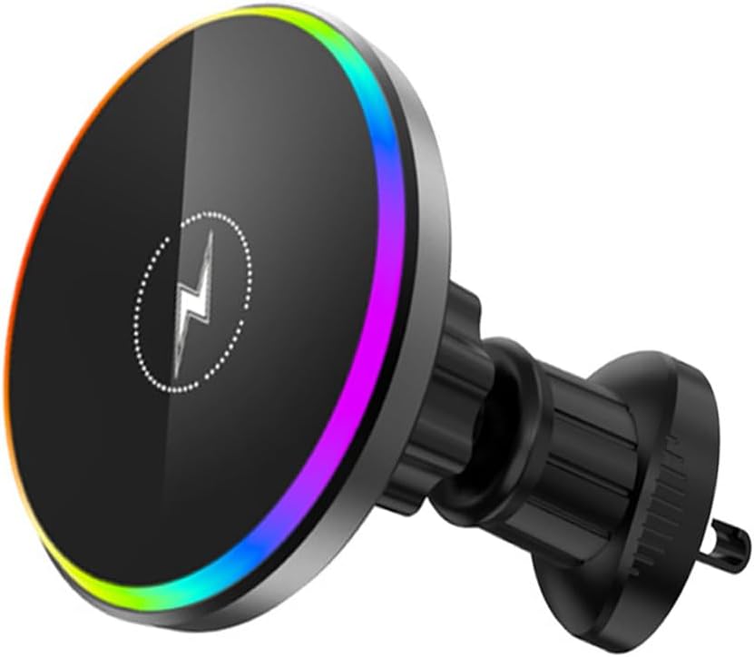Wokyo Universal Wireless Car Mount Charger, 15W Magnetic Wireless Car Charger with Led Light, Efficient Heat Dissipation Phone Holder Mount for Air Vent Fits Most Magnetic Charging Phones (Black)
