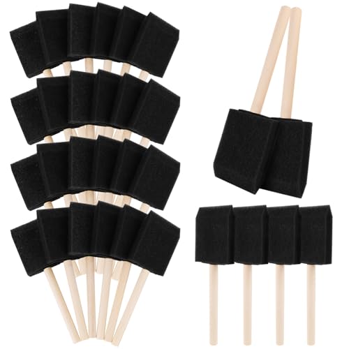 ZUFECY 2inch Paint Brushes 30-Pack Wood Handle Sponge Brushes for Acrylics Stains & Art Varnishing DIY Craft Projects