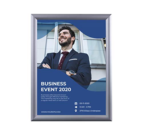 BNV Aluminum Front Load Snap Poster/Picture Frame, Silver, 14x22 Inches, 1'' Profile, Wall Mounting, Portrait and Landscape Mode, Easy Installation, Anti-Glare, PVC Cover, Lightweight