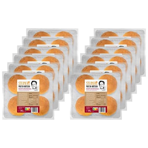 STEINER´s Protein Brötchen | 90% weniger Kohlenhydrate | 1,7g Net Carbs/Brötchen | low carb, proteinreich, kalorienreduziert, ballaststoffreich (Protein Brötchen, 12er Pack (48 Stk.)) Cover