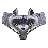 FASHION Store Women's Low Waisted Underwear Funny Naughty 3D Animal Printed Briefs Panties Gifts with Cute Ears (Raccoon,)