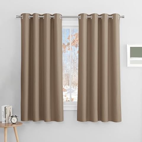 PONY DANCE Blackout Curtains for Bedroom - Eyelet Blackout Curtains for Kitchen/Cafe/Hallway Thermal Window Drapes Light Block Room Darken Cover
