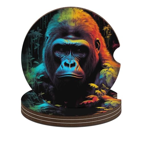Juego de 4 portavasos para carro diseño Gorilla colorido miniatura 1