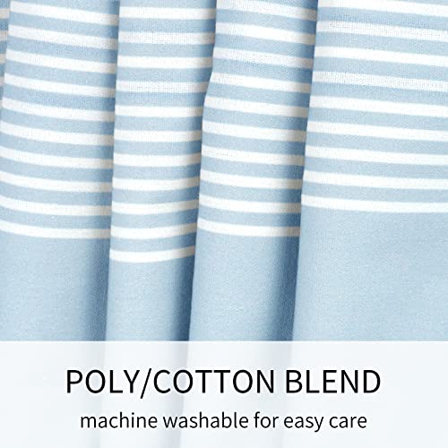 Topsmcher Boho Shower Curtains For Bathroom Stripe Tassel Farmhouse Shower Curtains Blue Linen Cloth Shower Curtains 72 Inch #TOP4