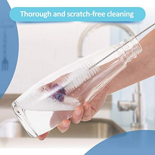 Levivo Bottle Brush set, 3 pieces, Cleans without Scratching, Ideal for All Kinds of Glass Bottles, PET Bottles, Vases etc., 3 Sizes in One Set for Small to Large Bottles