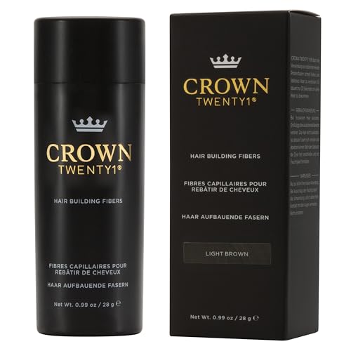 CROWN Hair Building Fibers for Fine & Thinning Hair (LIGHT BROWN) - Instantly Create Thicker Fuller Looking Hair - Best Natural Keratin Hair Loss Concealer - 13 Shades for Men & Women (2x 0.99oz) - Thumbnail 2
