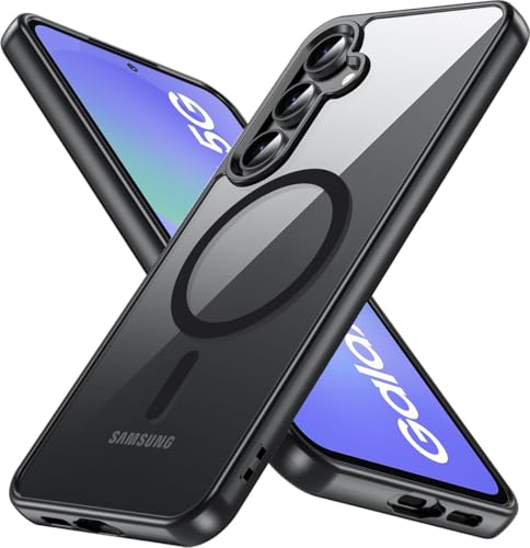 Image of DIZORO Compatible Samsung Galaxy A36 5g Case,Compatible with MagSafe, Non Yellow Military-Grade Drop Protection & Hard PC Back Cover Slim Transparent Anti-Scratch Shockproof Phone Case - Black