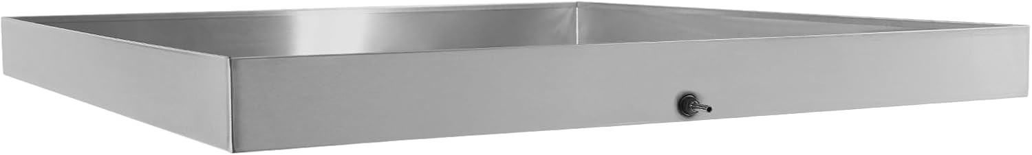 Under-Washer Drain Pan in Stainless Steel - 28" x 30" Leak Protection Tray for Laundry Room & Appliance Safety, No-Drip Design