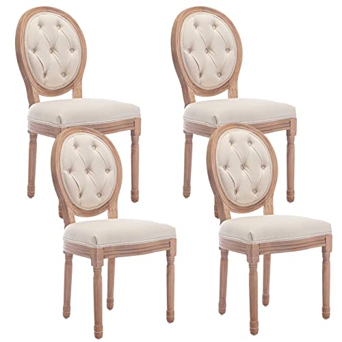 Phoenix Home Set Of 4 French Country Dining Chairs, Beige(Button) #TOP3