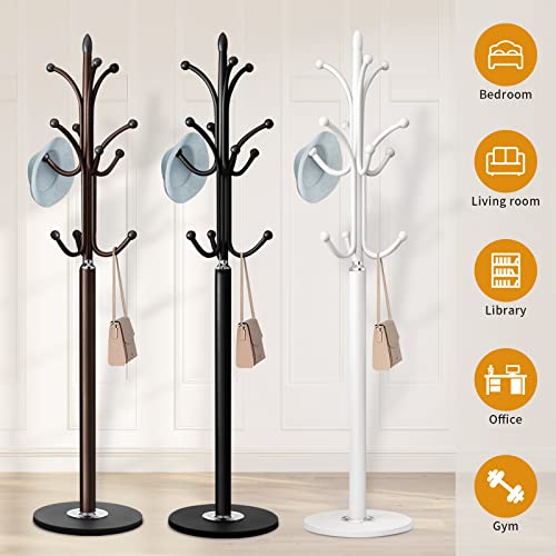 Tenkovic Freestanding Metal Coat Rack Stand, Quartz Base Hall Tree With 12 Hooks, Coat Hanger For Entryway, Hallway (Black) #TOP6