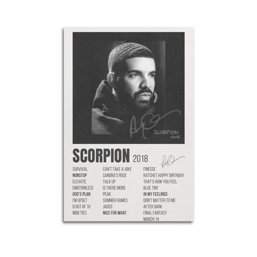 FORINC Drake - Póster limitado firmado con portada de álbum de música, póster de decoración artística, pintura estética, lienzo para decoración de dormitorio, 12 x 18 pulgadas, estilo 1