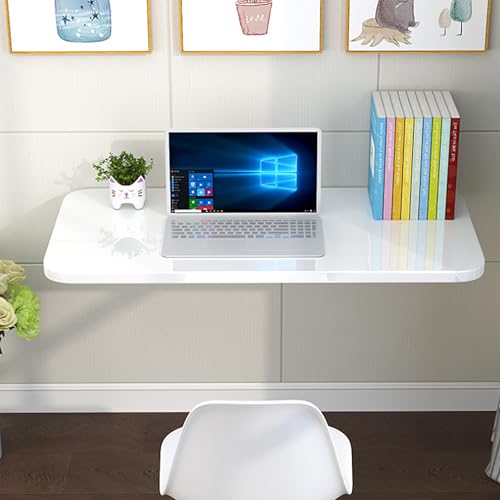 Mesa plegable de pared, escritorio de pared, mesa abatible, escritorio flotante para computadora, banco de trabajo plegable para casa, oficina, comedor, lavandería, balcón, bar, blanco(100x40cm)