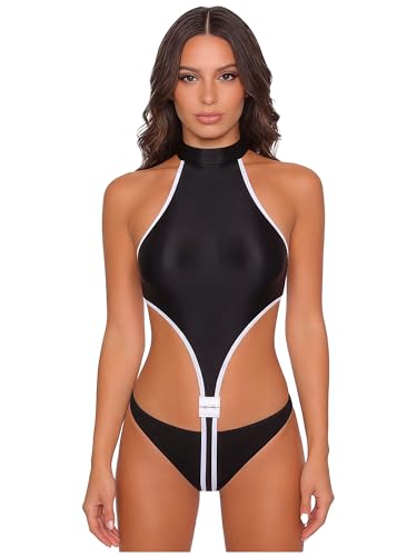 Kaerm Monokini Damen Bodycon Teddy Strapse Sling Micro Bikinis Negligee Babydoll Nachtwäsche Nachtwäsche Lingerie Sling Micro String Rave Typ D Schwarz Einheitsgröße