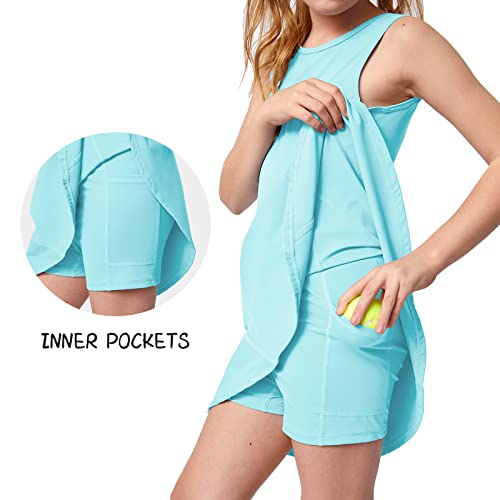 M MOTEEPI Girls Tennis Dress Sleeveless Golf Tennis School Outfits Athletic Clothes with Pockets3