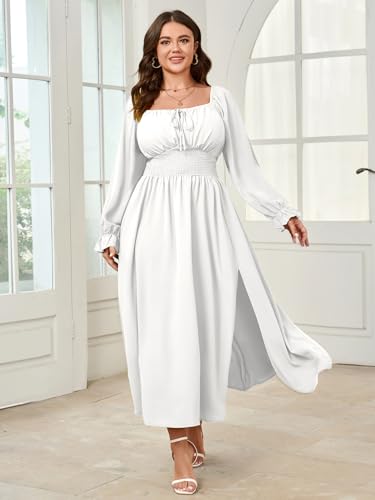 Image of SHESTARR Women's Plus Size Dress Long Sleeve Milkmaid Dress
