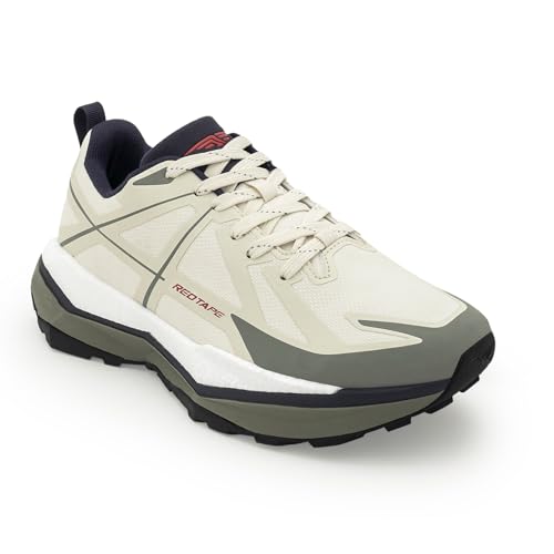 Image of Red Tape Men's Sneakers Off White Olive Mesh TPU Round Toe Lace-Up