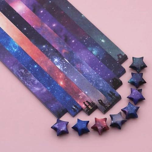 Star origami strips starry sky patterns paper stars handmade paper strips handicrafts (540 pieces)