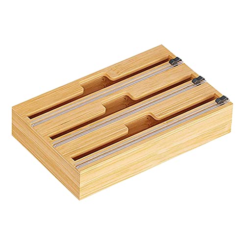 A/A Wrap Dispenser with Cutter Refillable Cling Film Dispenser with Cutter Cling Home Kitchen Toolsrap Dispenser Bamboo Wood Saran Wrap Dispenser